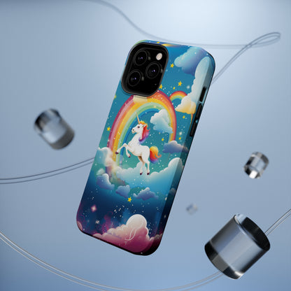 Introducing the "Rainbow Soar" Cell Phone Case – Embark on a Whimsical Journey with a Flying Unicorn -MagSafe Tough Cases