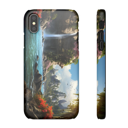 Introducing the "Nature's Cascade" Cell Phone Case – Capture Majestic Beauty with Rock Cliffs and Waterfall! -Snap Cases