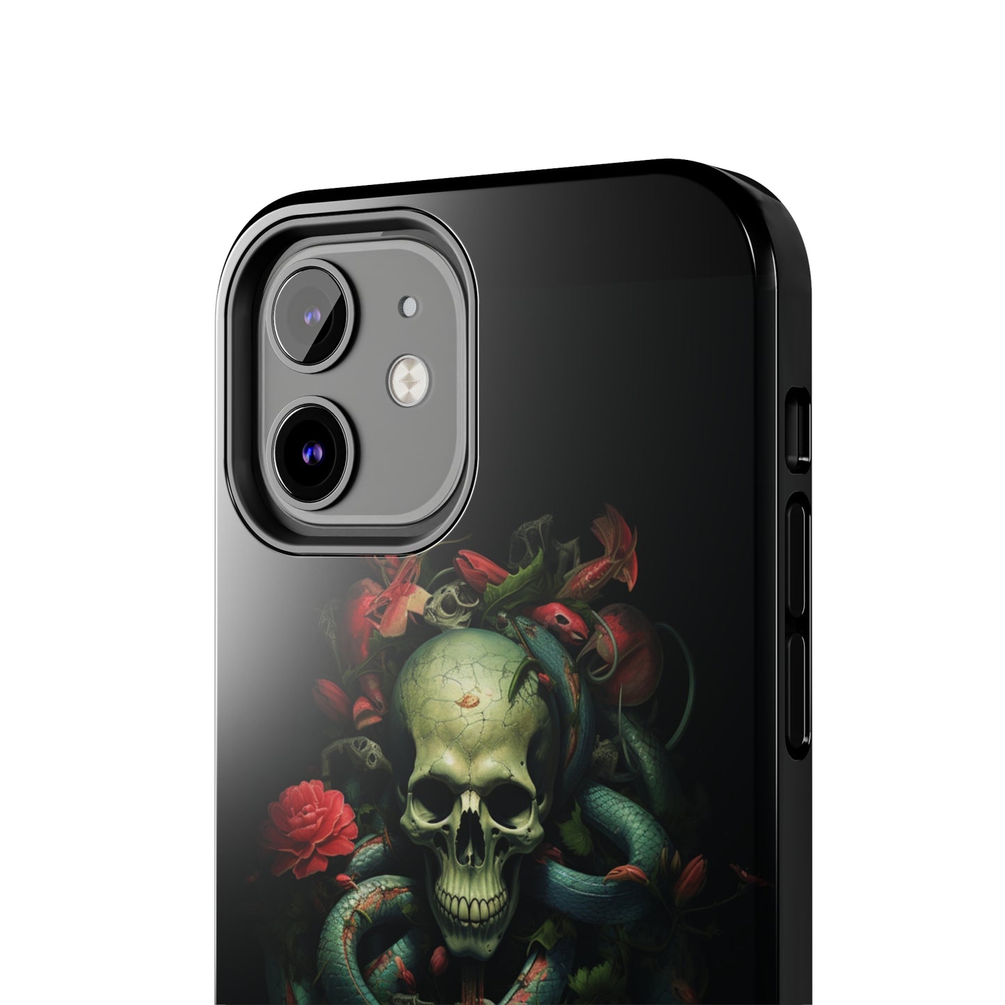 Introducing the "Serpentine Elegance" Cell Phone Case: Where Skulls and Snakes, Intertwine -Tough Phone Cases