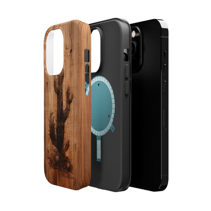 "Cactus Burnt Wood Design" Phone Case -MagSafe Tough Cases