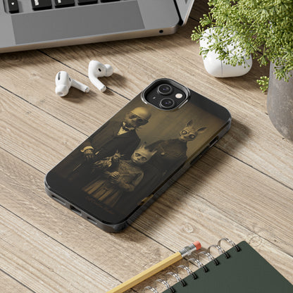 Introducing the "Vintage Odd Creatures" Cell Phone Case – Step into the Eerie Charm of a Haunting Family Portrait -Tough Phone Cases