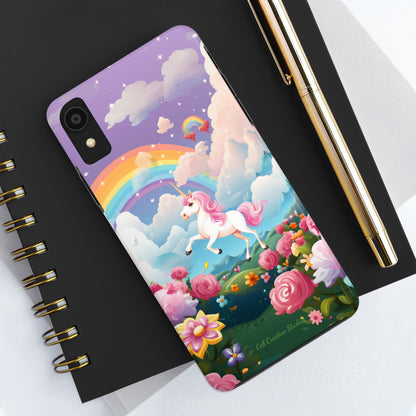 Introducing the "Floral Enchantment" Cell Phone Case – Embrace Your Imagination with a Unicorn in a Field of Flowers -Tough Phone Cases