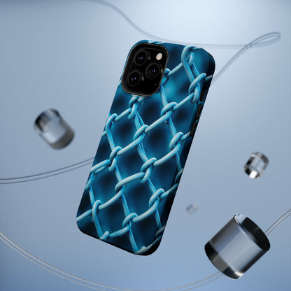 Introducing the "Elegant Chainlink" Cell Phone Case – Embrace Contemporary Style with Blue Chain Link Design -MagSafe Tough Cases