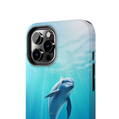 Introducing the "Dolphin Serenity" Cell Phone Case – Dive into Tranquility with a Graceful Dolphin -Tough Phone Cases