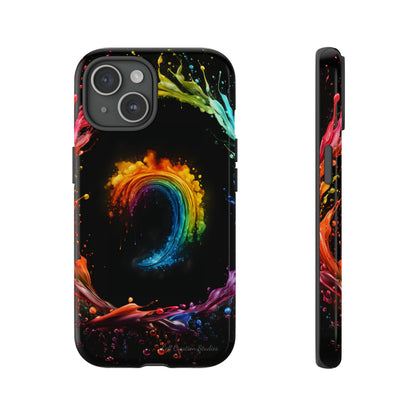 "Vibrant Swirls Painted on Black" Cell Phone Case -Tough Cases