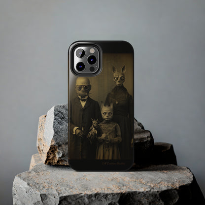 Introducing the "Vintage Odd Creatures" Cell Phone Case – Step into the Eerie Charm of a Haunting Family Portrait -Tough Phone Cases