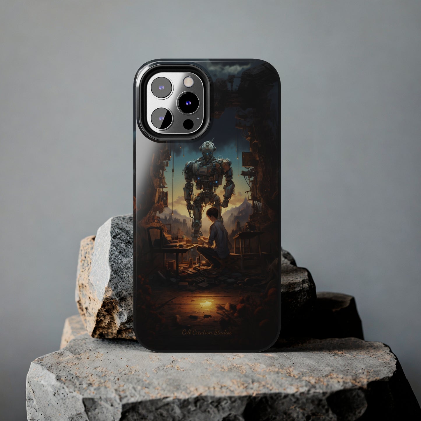 Introducing the "Mechanical Bond" Cell Phone Case – Witness a Captivating Moment of Giant Robot and Boy -Tough Phone Cases