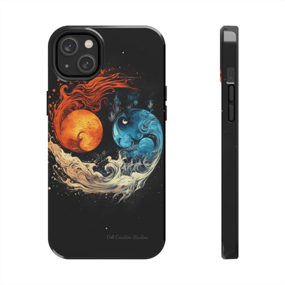 "Harmony in Contrast: Orange and Blue Yin and Yang Phone Case" -Tough Phone Cases