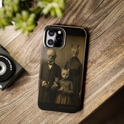 Introducing the "Vintage Odd Creatures" Cell Phone Case – Step into the Eerie Charm of a Haunting Family Portrait -Tough Phone Cases