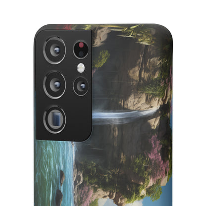 Introducing the "Nature's Cascade" Cell Phone Case – Capture Majestic Beauty with Rock Cliffs and Waterfall! -Snap Cases