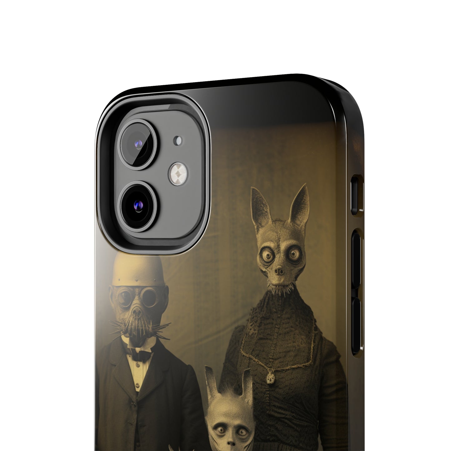 Introducing the "Vintage Odd Creatures" Cell Phone Case – Step into the Eerie Charm of a Haunting Family Portrait -Tough Phone Cases