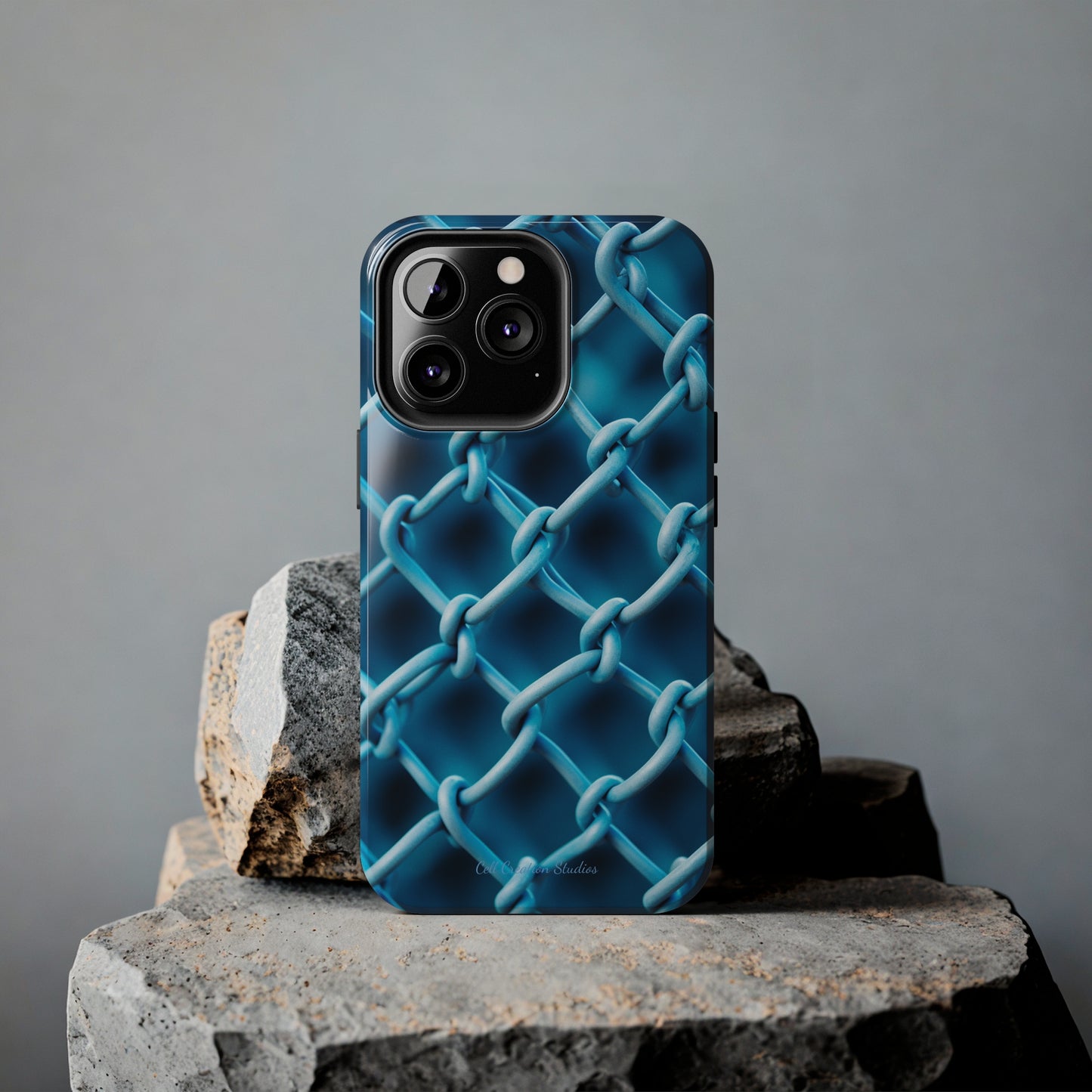 Introducing the "Elegant Chainlink" Cell Phone Case – Embrace Contemporary Style with Blue Chain Link Design -Tough Phone Cases