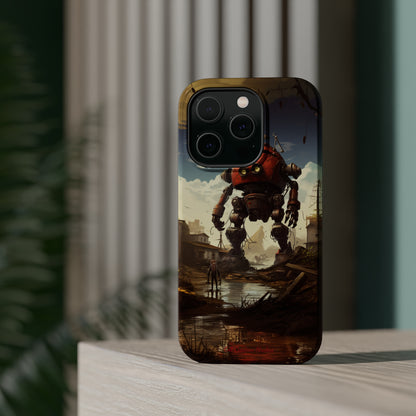 Introducing the "Urban Encounter" Cell Phone Case – Witness the Epic Convergence of Man and Giant Robot -MagSafe Tough Cases