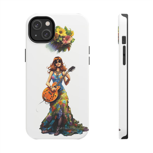 Introducing the "Hippie Chick Groove" Cell Phone Case – Retro Vibes and Musical Delight -Tough Phone Cases