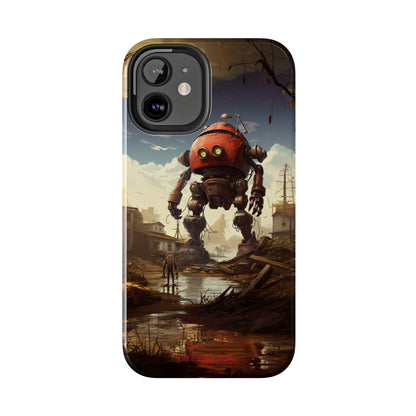 Introducing the "Urban Encounter" Cell Phone Case – Witness the Epic Convergence of Man and Giant Robot -Tough Phone Cases