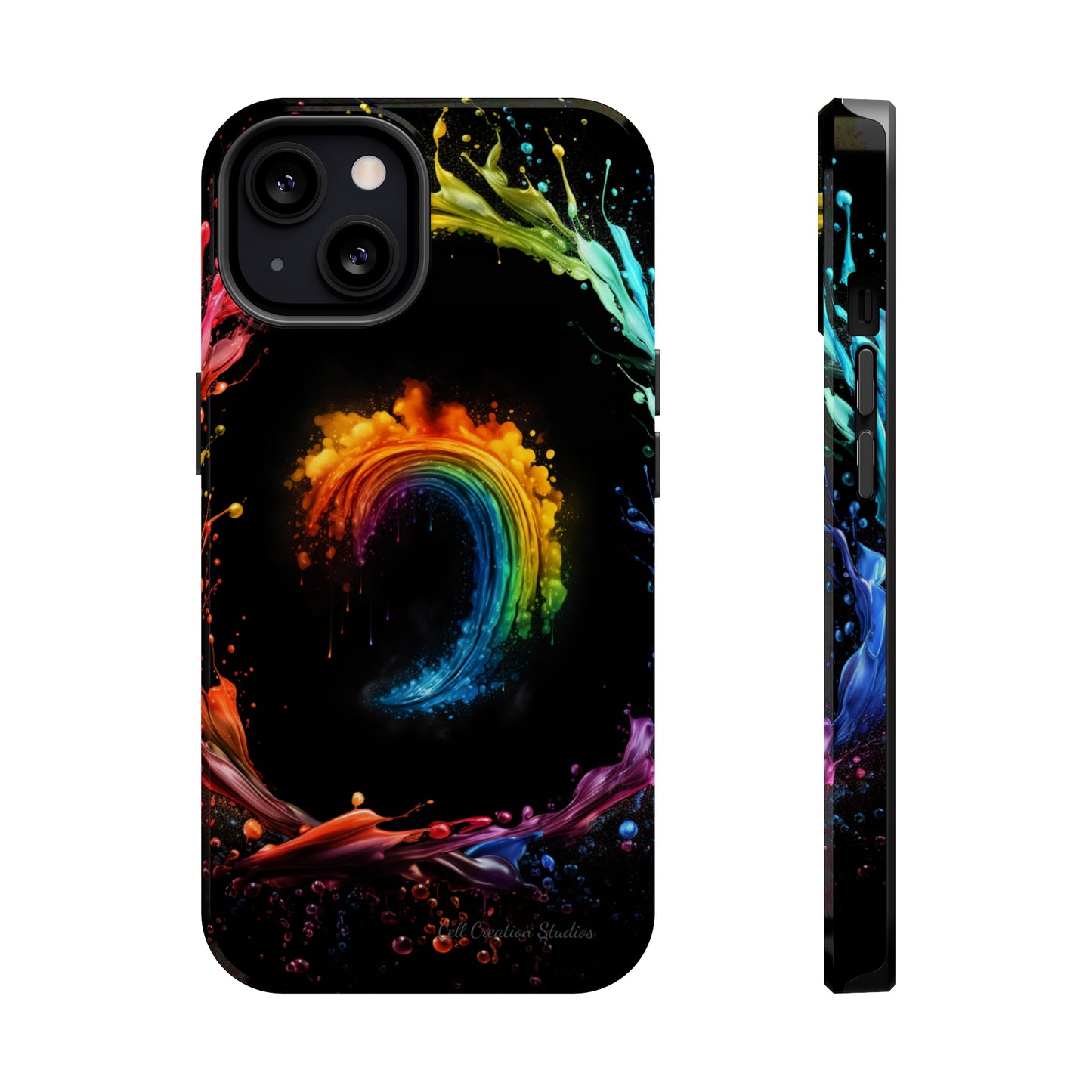 "Vibrant Swirls Painted on Black" Cell Phone Case -MagSafe Tough Cases