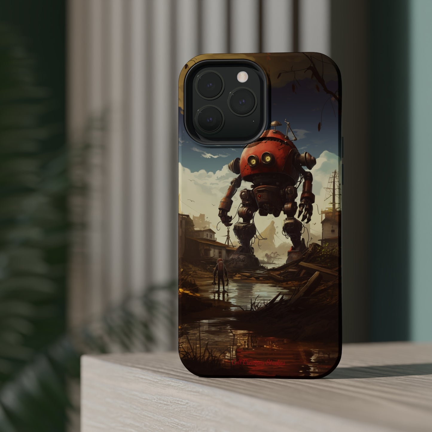 Introducing the "Urban Encounter" Cell Phone Case – Witness the Epic Convergence of Man and Giant Robot -MagSafe Tough Cases