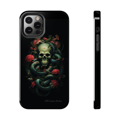 Introducing the "Serpentine Elegance" Cell Phone Case: Where Skulls and Snakes, Intertwine -Tough Phone Cases