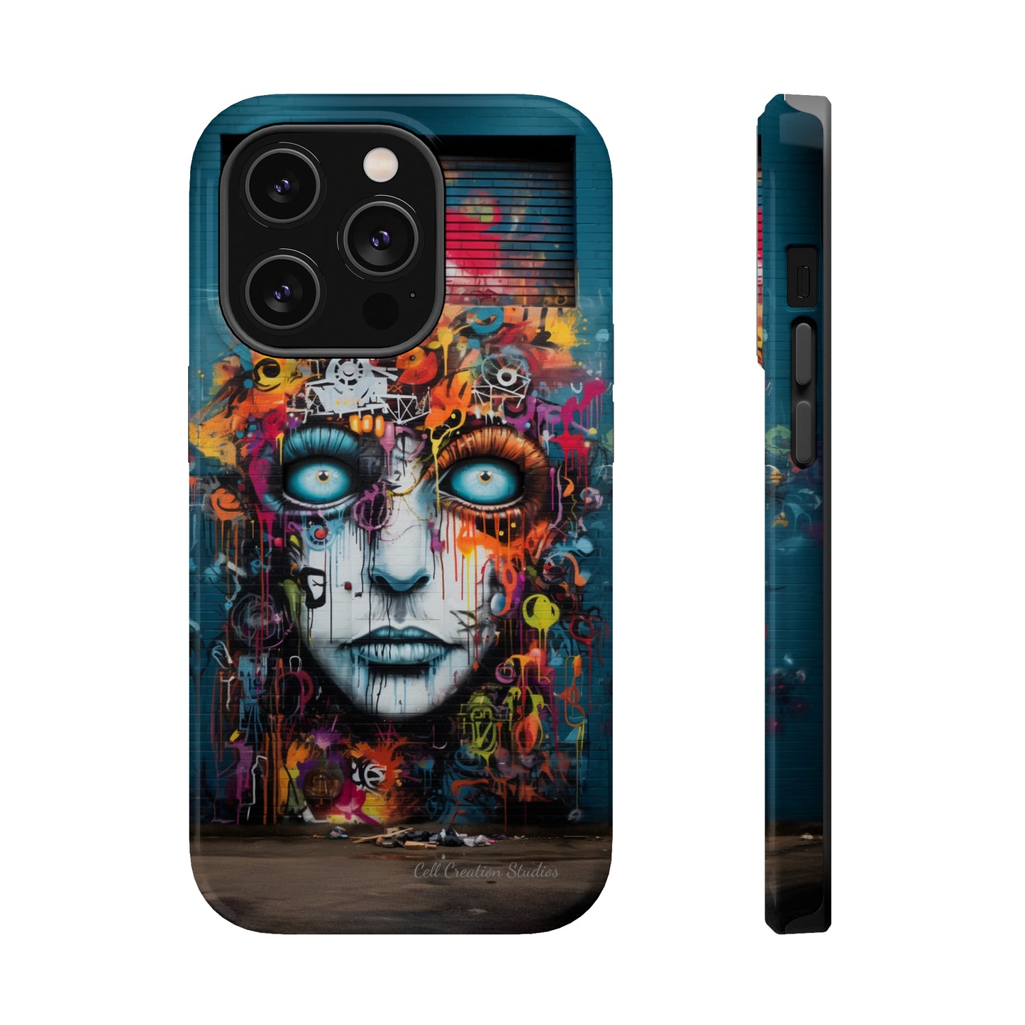 Elevate Your Style with our "Graffiti Face Concrete Wall" Phone Case -MagSafe Tough Cases