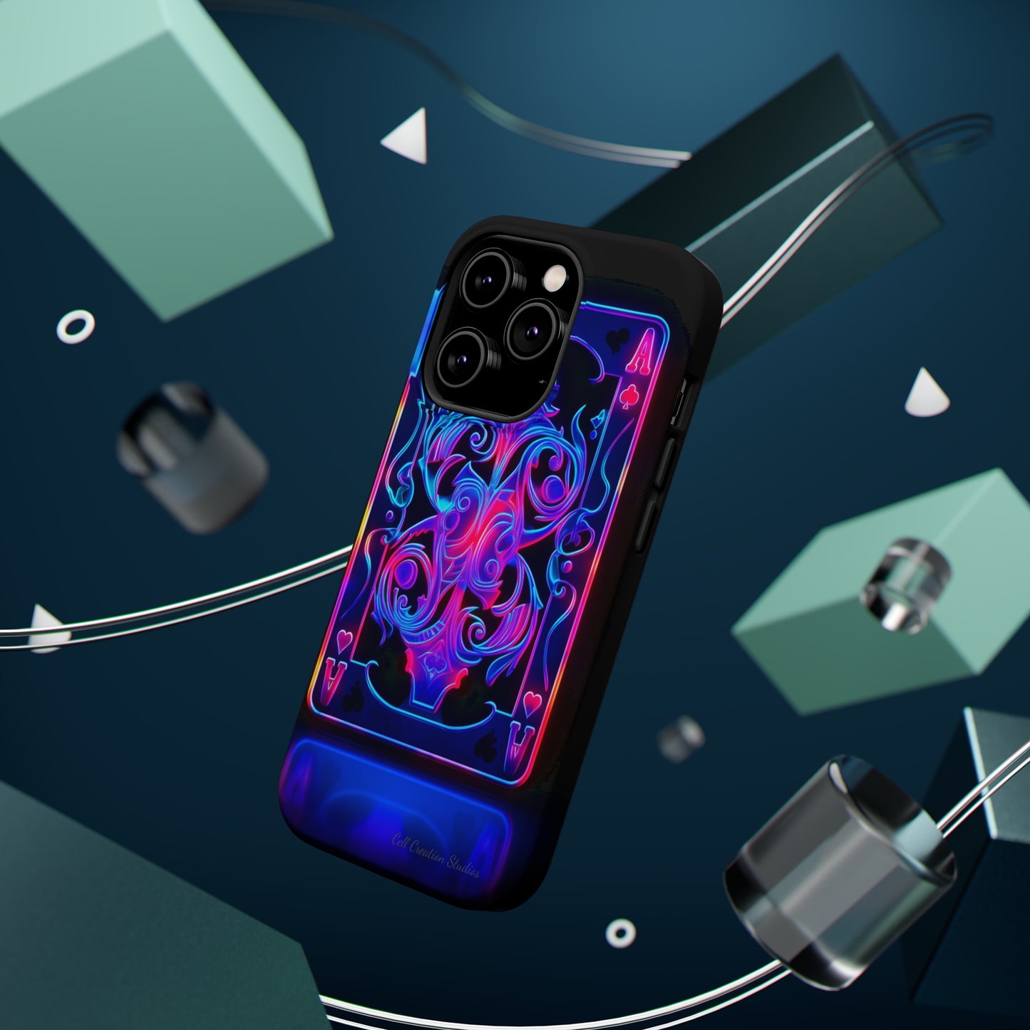 Introducing the "Neon Ace of Hearts" Cell Phone Case – Elevate Your Style with a Dazzling Card -MagSafe Tough Cases