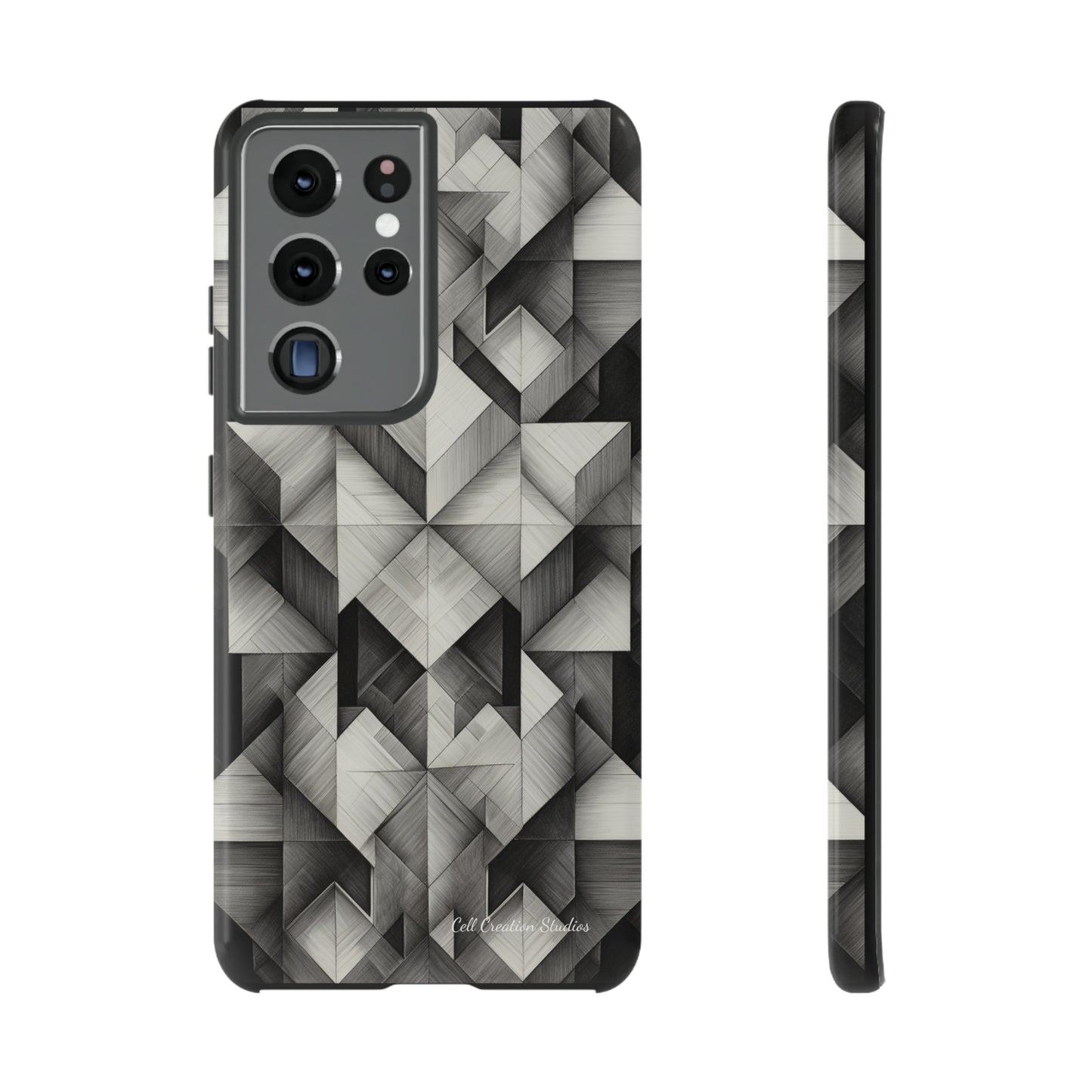 The "Black and White Geometric Pattern" Cell Phone Case- Elevate Your Phone's Style -Tough Cases