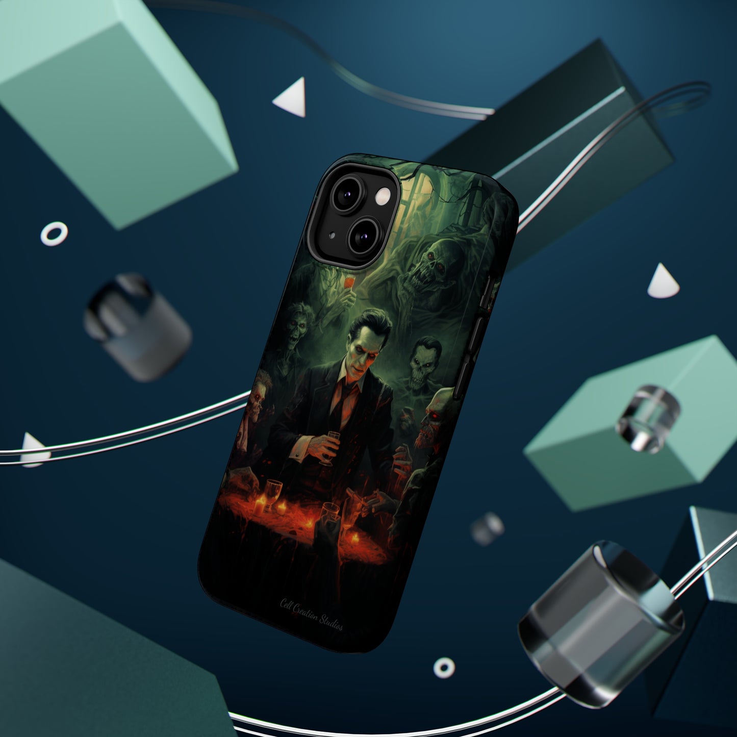 Introducing the "Dracula's Halloween Soiree" Cell Phone Case – Join the Spooky Gathering -MagSafe Tough Cases