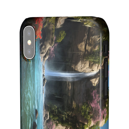 Introducing the "Nature's Cascade" Cell Phone Case – Capture Majestic Beauty with Rock Cliffs and Waterfall! -Snap Cases