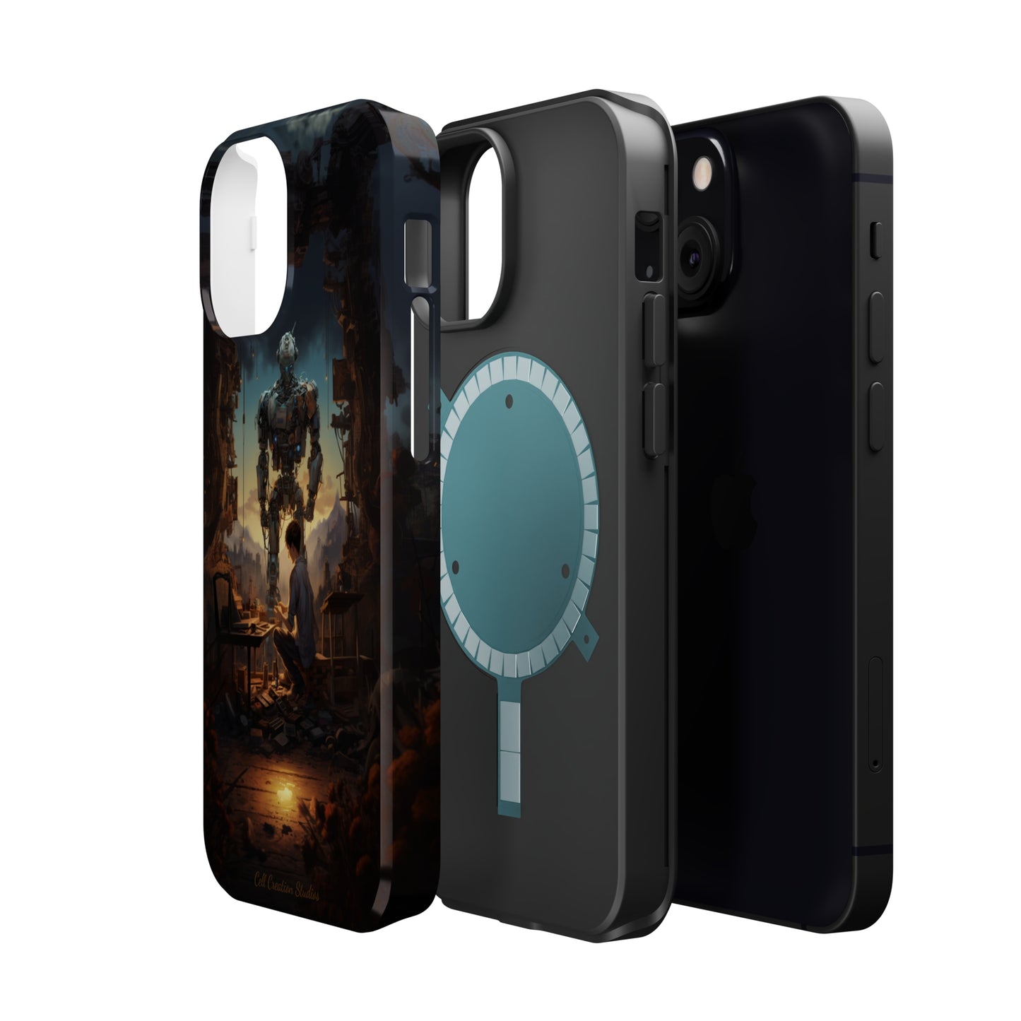 Introducing the "Mechanical Bond" Cell Phone Case – Witness a Captivating Moment of Giant Robot and Boy -MagSafe Tough Cases