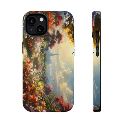 Introducing the "Floral Haven" Cell Phone Case – Where Nature and Urban Marvels Converge! -MagSafe Tough Cases