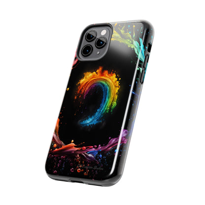 "Vibrant Swirls Painted on Black" Cell Phone Case -Tough Phone Cases