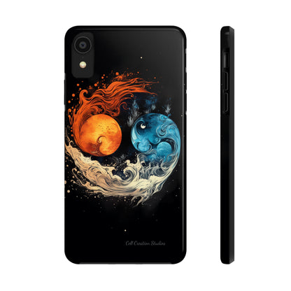 "Harmony in Contrast: Orange and Blue Yin and Yang Phone Case" -Tough Phone Cases