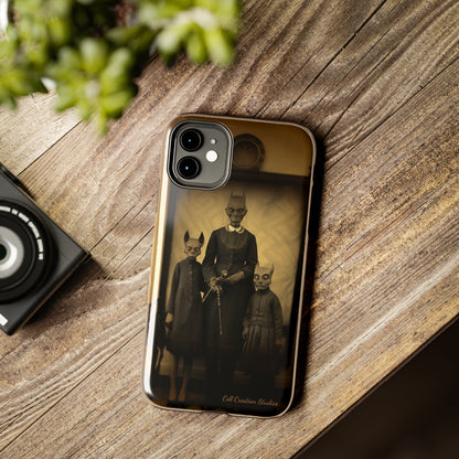 Introducing the "Vintage Odd Creatures" Cell Phone Case – Step into the Eerie Charm of a Haunting Family Portrait -Tough Phone Cases