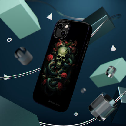 Introducing the "Serpentine Elegance" Cell Phone Case: Where Skulls and Snakes Intertwine -MagSafe Tough Cases