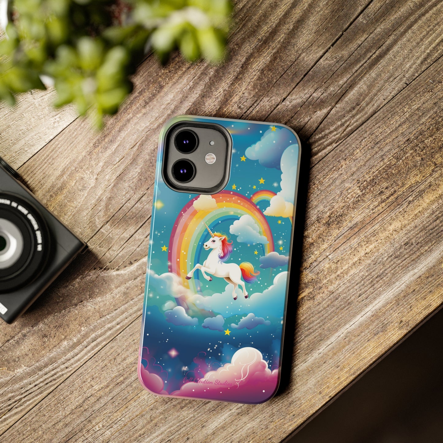 Introducing the "Rainbow Soar" Cell Phone Case – Embark on a Whimsical Journey with a Flying Unicorn -Tough Phone Cases