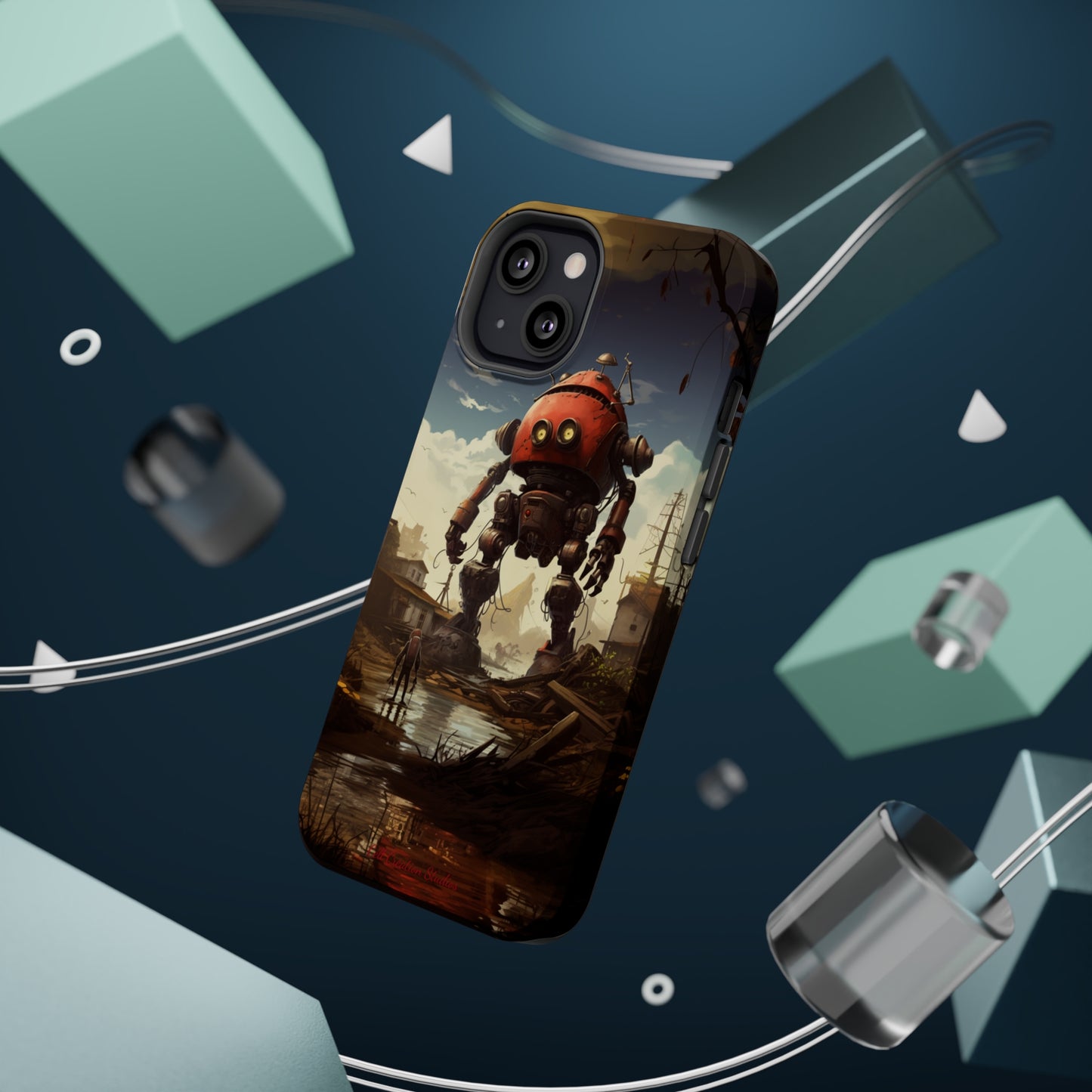 Introducing the "Urban Encounter" Cell Phone Case – Witness the Epic Convergence of Man and Giant Robot -MagSafe Tough Cases