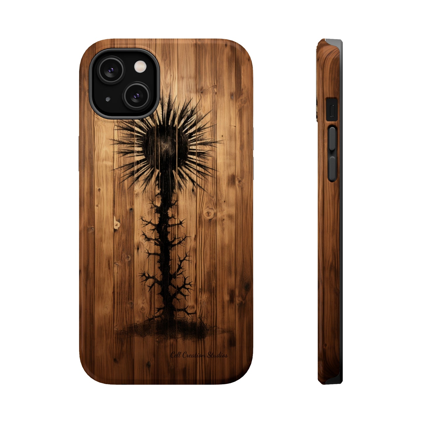 "Desert Plant on Wood Themed Phone Case: Embrace Nature's Beauty" -MagSafe Tough Cases