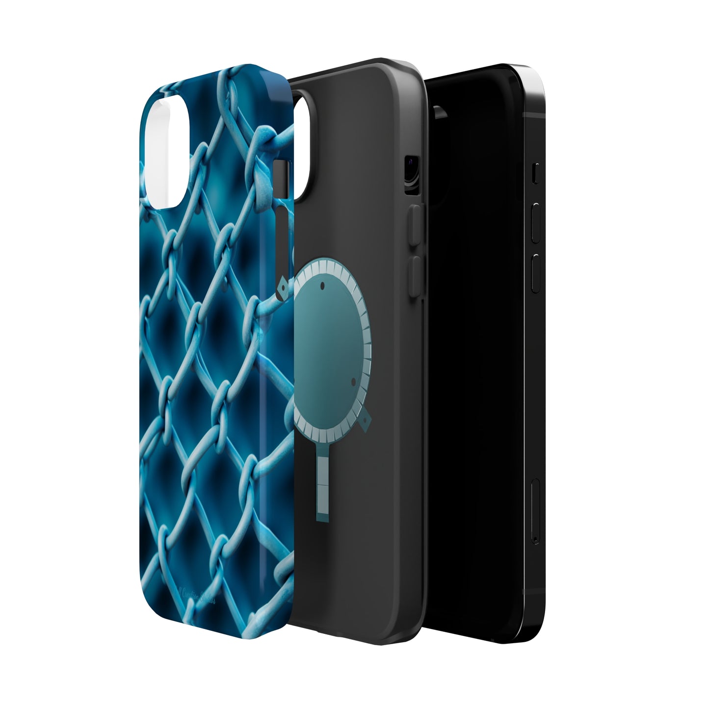 Introducing the "Elegant Chainlink" Cell Phone Case – Embrace Contemporary Style with Blue Chain Link Design -MagSafe Tough Cases