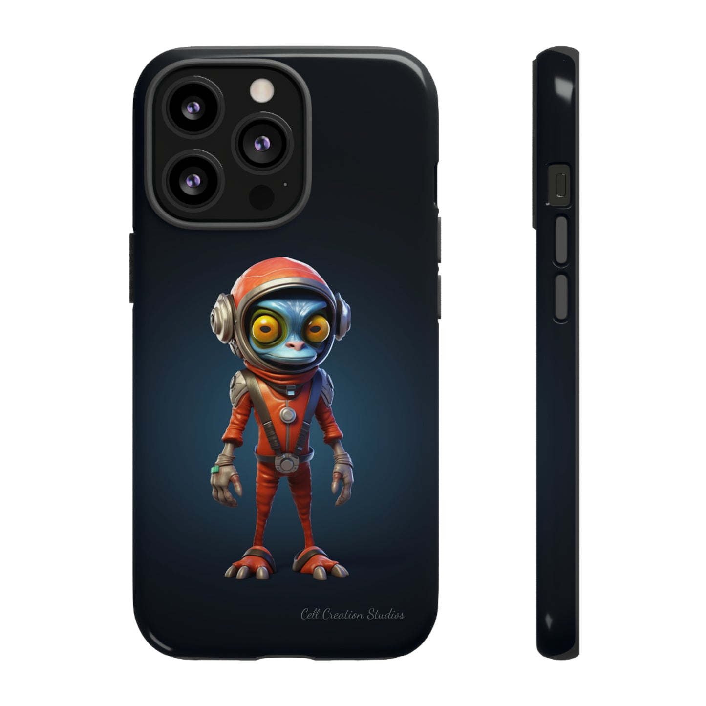 The "AstroGuard" Animated Blue Alien Astronaut Phone Case -Tough Cases