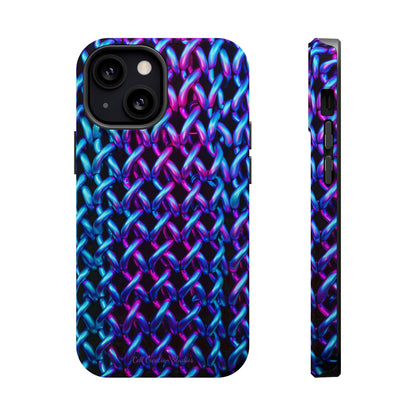 Introducing the "Neon Chainlink Glow" Cell Phone Case – Illuminate Your Style with Vibrant Chain Pattern Design -MagSafe Tough Cases