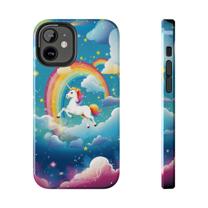 Introducing the "Rainbow Soar" Cell Phone Case – Embark on a Whimsical Journey with a Flying Unicorn -Tough Phone Cases