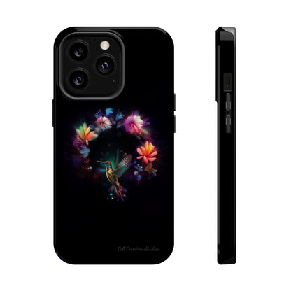 Introducing the "Floral Harmony Hummingbird" Cell Phone Case – Where Elegance Meets Nature -MagSafe Tough Cases