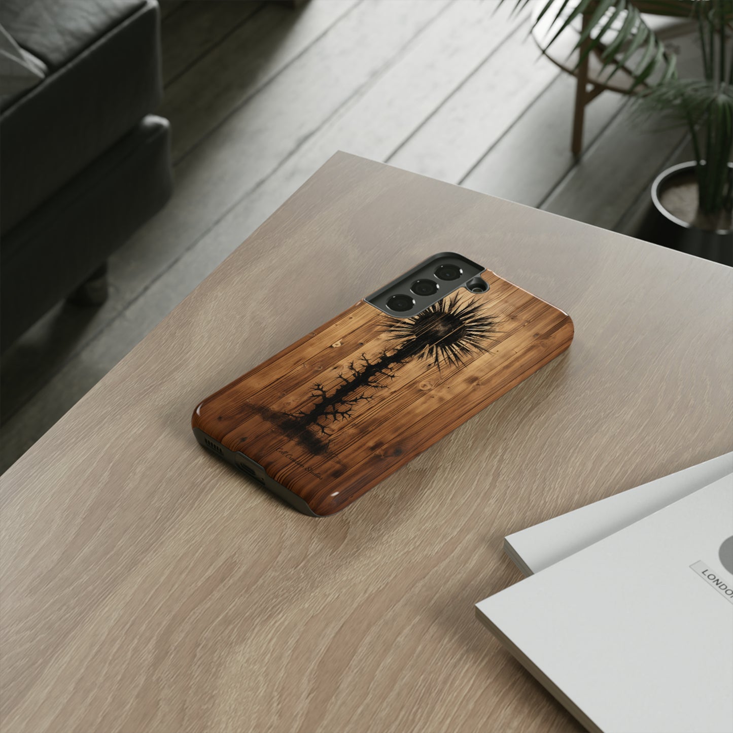 "Desert Plant on Wood Themed Phone Case: Embrace Nature's Beauty" -Tough Cases