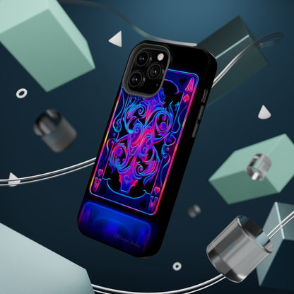 Introducing the "Neon Ace of Hearts" Cell Phone Case – Elevate Your Style with a Dazzling Card -MagSafe Tough Cases