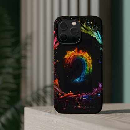 "Vibrant Swirls Painted on Black" Cell Phone Case -MagSafe Tough Cases