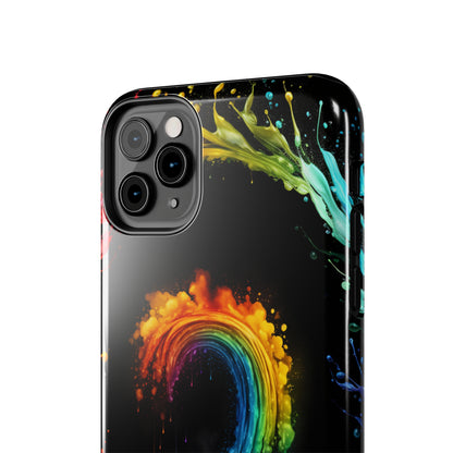 "Vibrant Swirls Painted on Black" Cell Phone Case -Tough Phone Cases