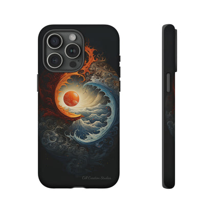 "Dual Elements Clash: Fire and Water Abstract" Phone Case -Tough Cases