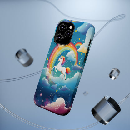 Introducing the "Rainbow Soar" Cell Phone Case – Embark on a Whimsical Journey with a Flying Unicorn -MagSafe Tough Cases