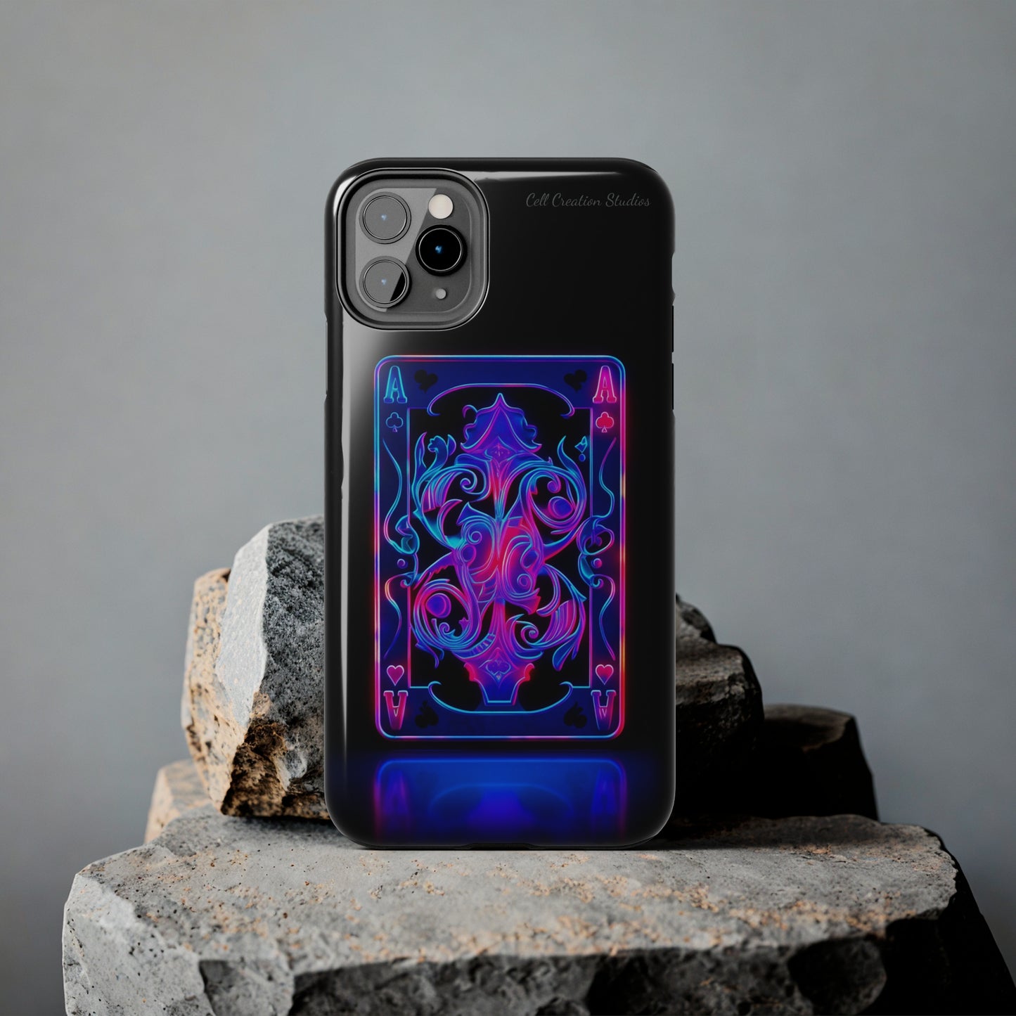 Introducing the "Neon Ace of Hearts" Cell Phone Case – Elevate Your Style with a Dazzling Card -Tough Phone Cases