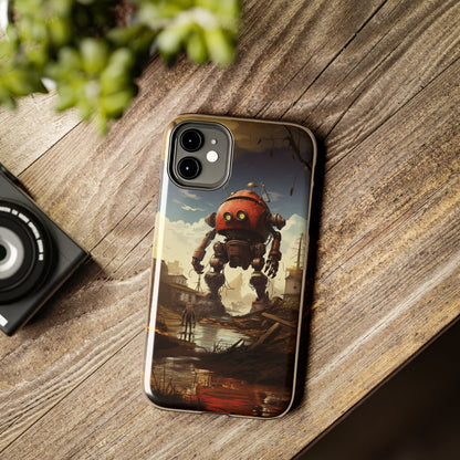 Introducing the "Urban Encounter" Cell Phone Case – Witness the Epic Convergence of Man and Giant Robot -Tough Phone Cases