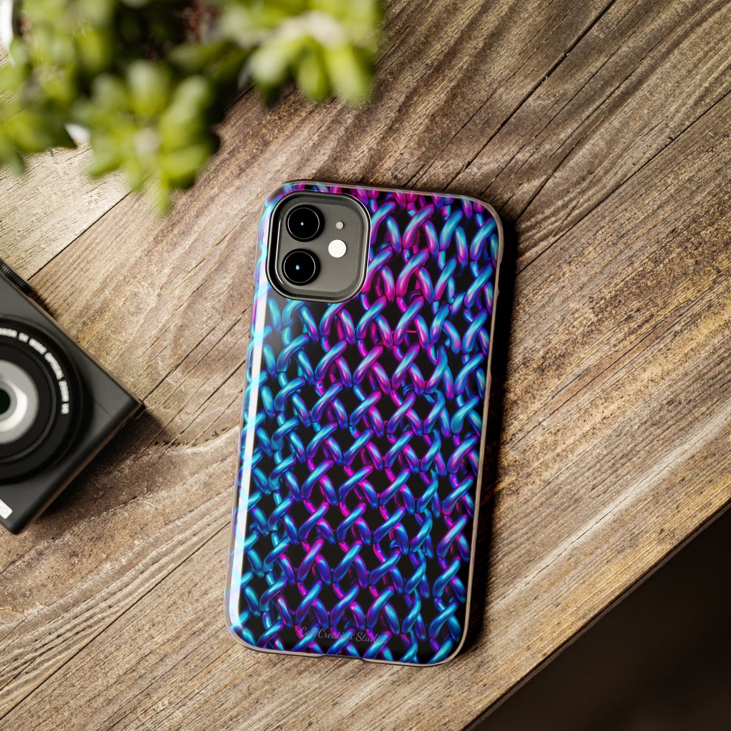 Introducing the "Neon Chainlink Glow" Cell Phone Case – Illuminate Your Style with Vibrant Chain Pattern Design -Tough Phone Cases